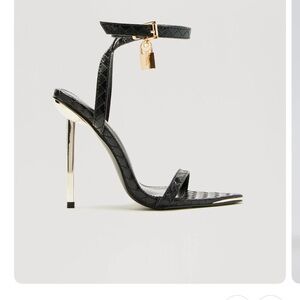 Black and Gold Lock Heels